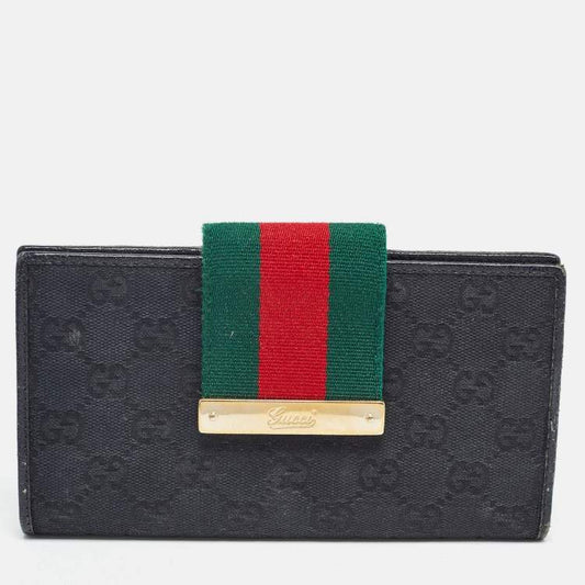 Authentic Gucci GG Canvas Wallet – Web Stripe & Gold Hardware