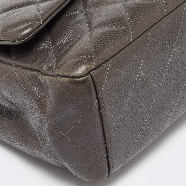 Chanel Grey Maxi Double Flap Bag – Classic Quilted XL