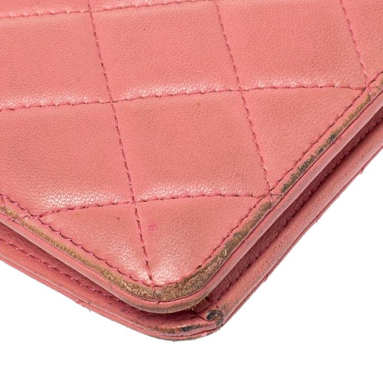 Chanel Pink Quilted Leather L Yen Wallet – Classic Long Bifold
