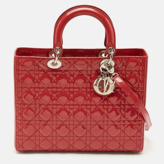 Dior Large Lady Dior Tote – Red Patent Cannage Leather