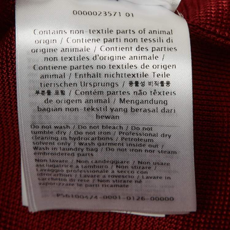 Valentino Red Ostrich Feather Trim Knit V-Neck Sweatshirt – Size S