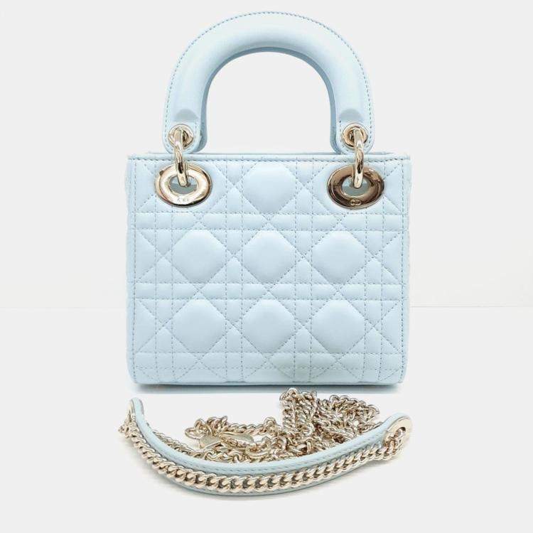 Christian Dior Light Blue Cannage Lady Mini Bag