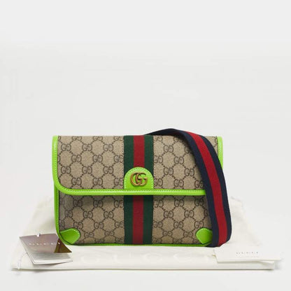 Gucci Neon Green/Beige GG Supreme Ophidia Belt Bag