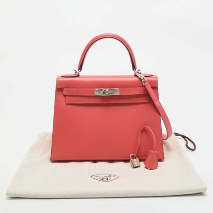 Hermès Rose Jaipur Epsom Leather Palladium Finish Kelly Sellier 28 Bag