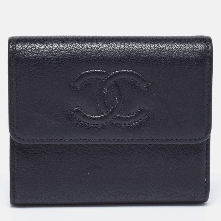 Chanel Black Timeless CC Flap Trifold Wallet – Caviar Leather