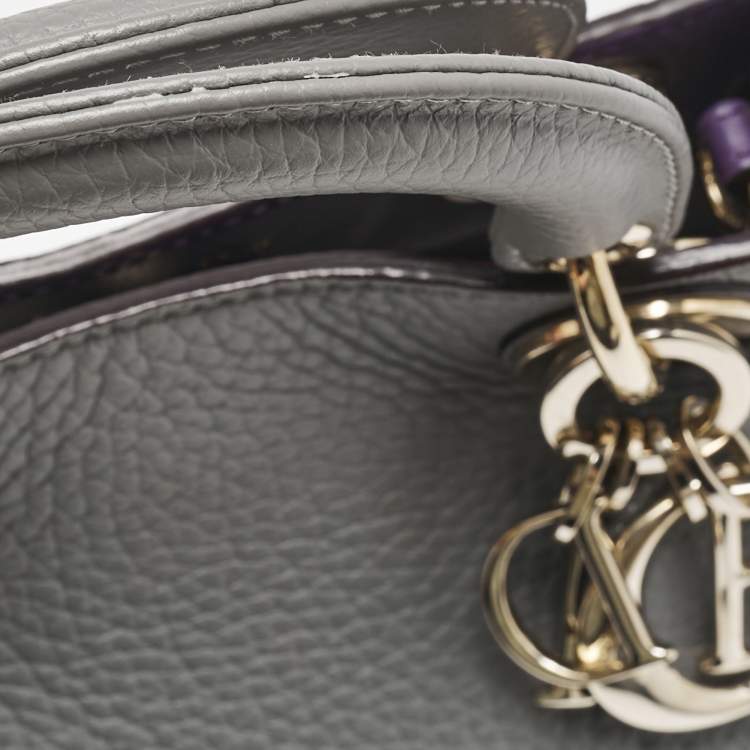 Dior Mini Diorissimo Tote in Grey Leather