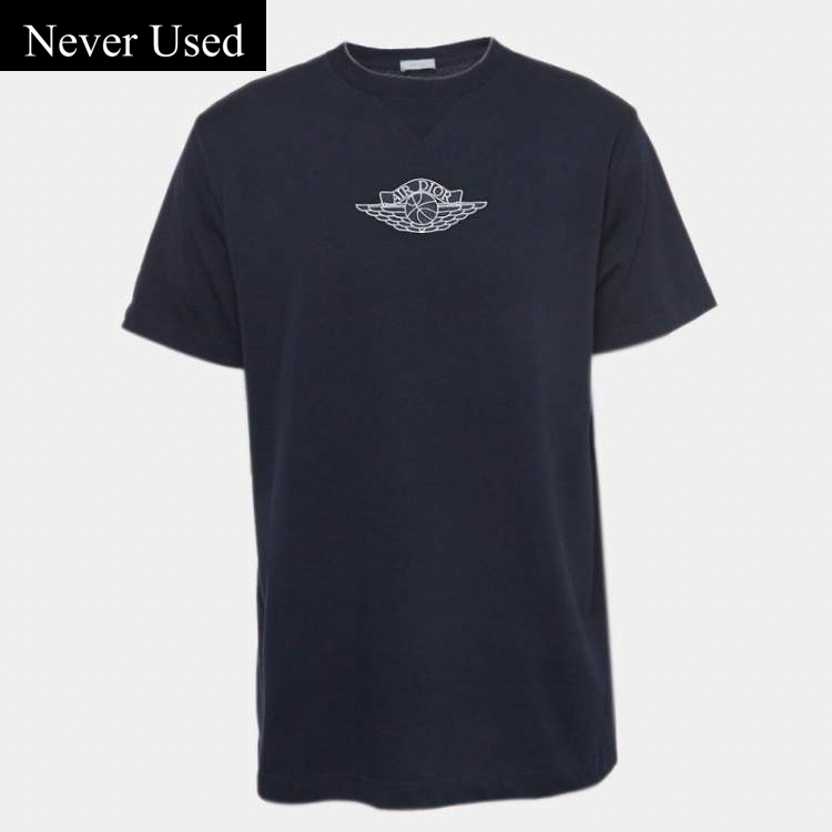 Dior Homme x Air Jordan Navy Blue Embroidered T-Shirt M