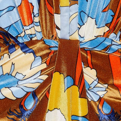 Fendi Brown Daisy Print Chenille Draped Midi Dress – Size S Brand New