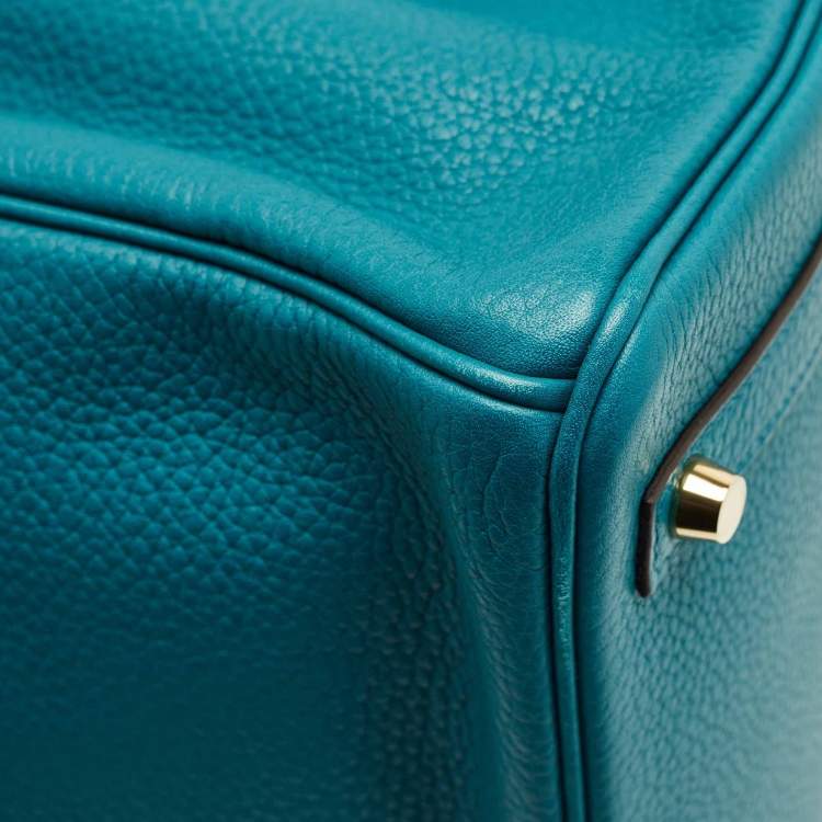 Hermes Blue Izmir Clemence Leather Birkin 30 Bag