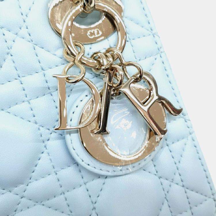 Christian Dior Light Blue Cannage Lady Mini Bag