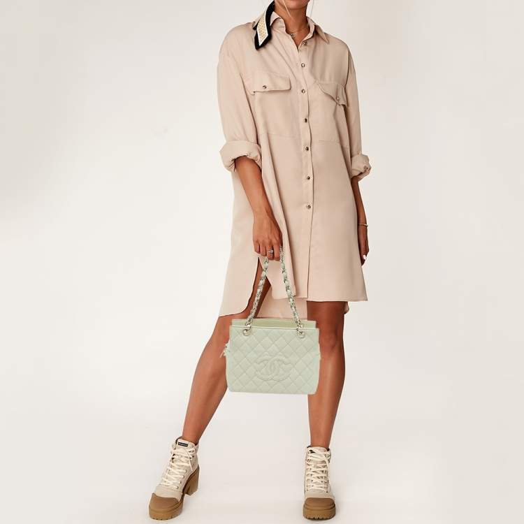 Chanel Off White Caviar Leather Petite Timeless Shopper Tote