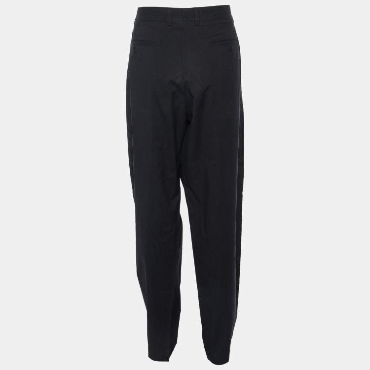 Dolce & Gabbana Black Pinstriped Cotton Tapered Trousers – Size XXL