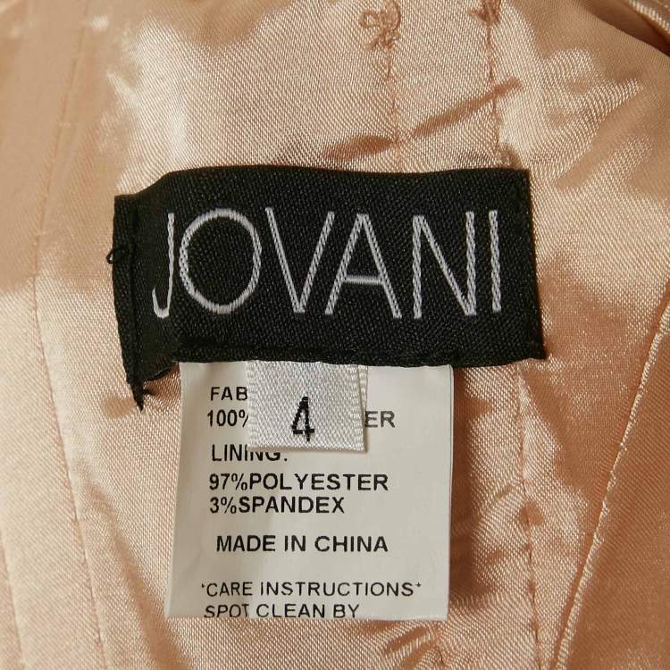 Jovani Beige Lurex Jacquard One-Shoulder Gown – Size S – Brand New