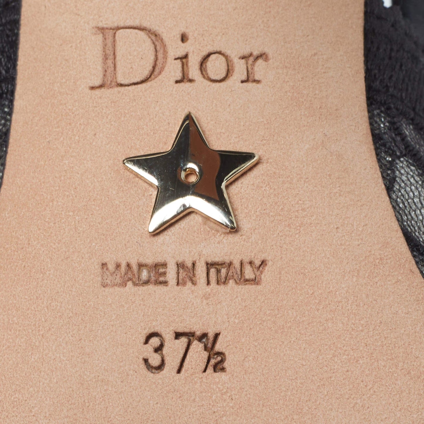 Dior J'Adior Size 37.5 Black Mesh and Net Slingback Pumps