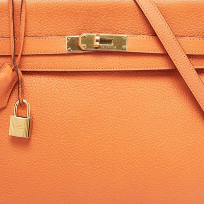 Hermès Orange Taurillon Clemence Leather Gold Finish Kelly Retourne 35 Bag