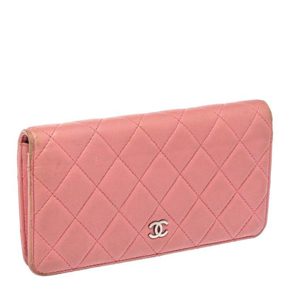 Chanel Pink Quilted Leather L Yen Wallet – Classic Long Bifold