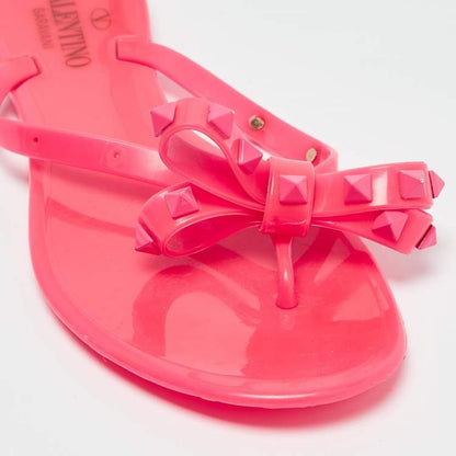 Valentino Rockstud Pink Rubber Slide Sandals Size 38