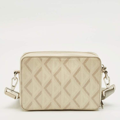 Dior Beige Diamond Print Coated Canvas & Leather Camera Bag