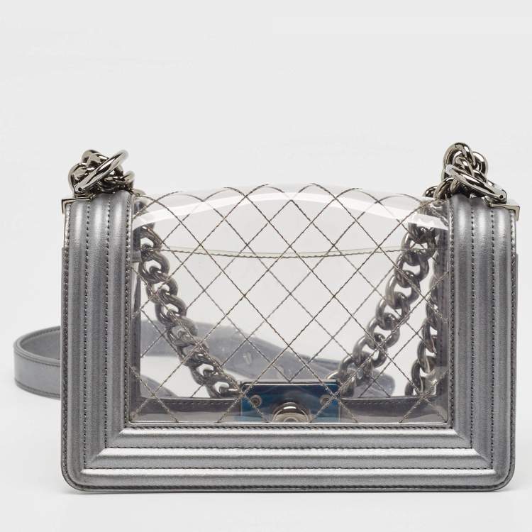 Chanel Grey/Clear Quilted PVC & Leather Small