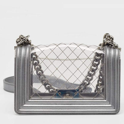Chanel Grey/Clear Quilted PVC & Leather Small