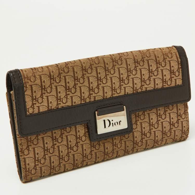 Dior Oblique Beige/Brown Leather  Wallet