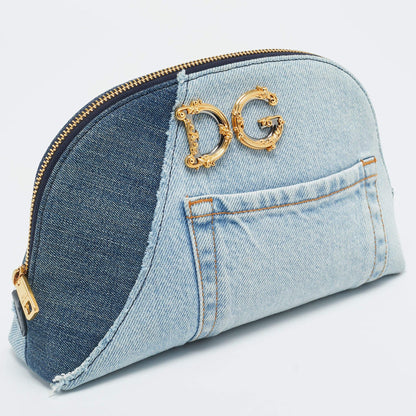 Dolce & Gabbana DG Girls Blue Patchwork Denim Make-Up Bag