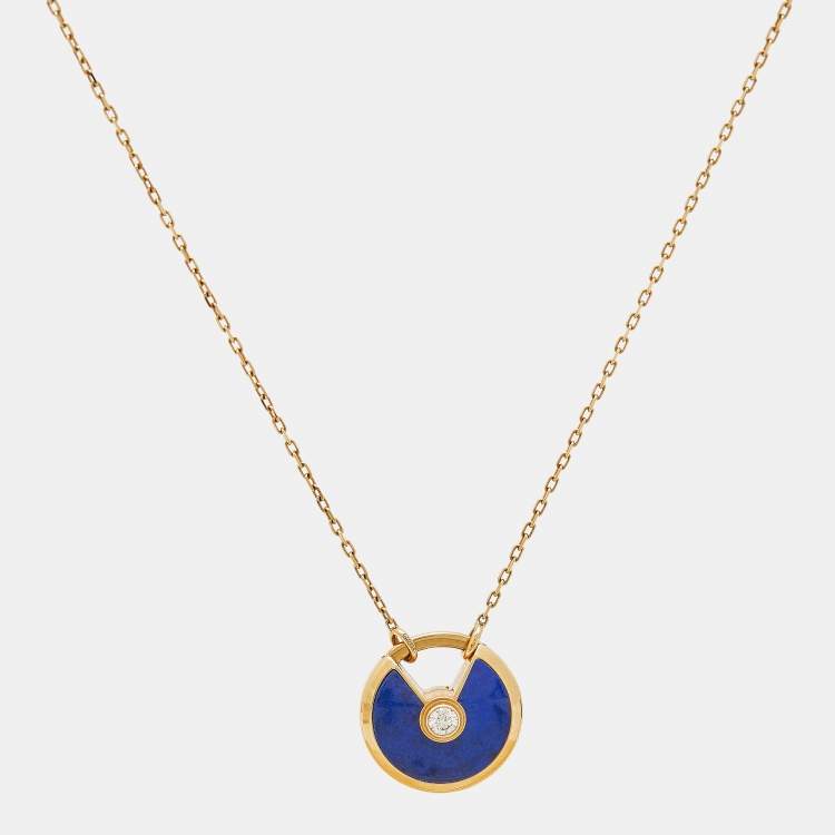Cartier Amulette De Cartier Lapis Lazuli Diamond 18k Yellow Gold Necklace