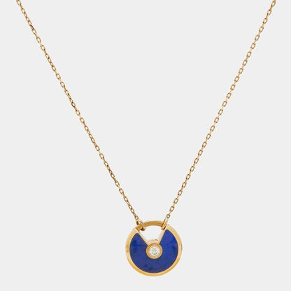 Cartier Amulette De Cartier Lapis Lazuli Diamond 18k Yellow Gold Necklace