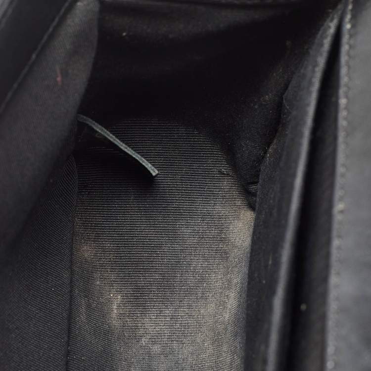 Chanel Black/Silver Chevron Patent Leather Medium Boy Flap Bag