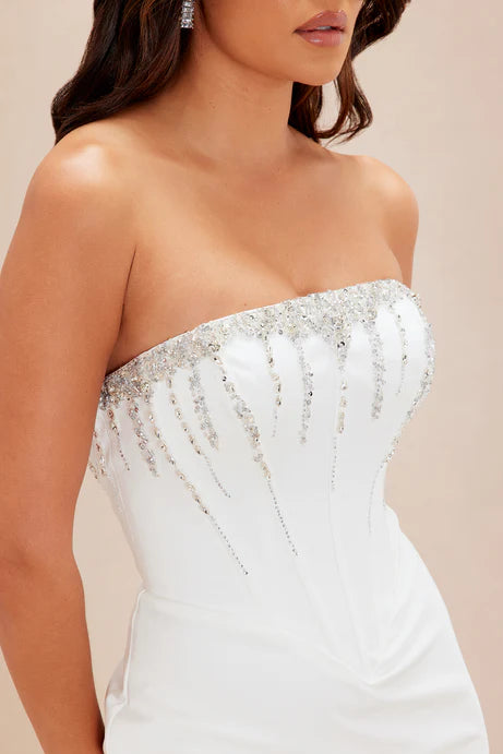 Rosalie White Embellished Corset Wedding Dress – Pre-Order Bridal Look