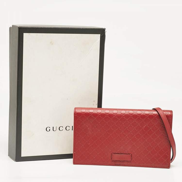 Gucci Red Leather Flap Wallet on Strap