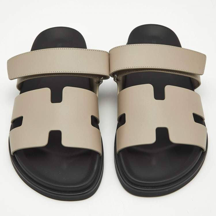 Hermès Grey Leather Chypre Sandals 42.5