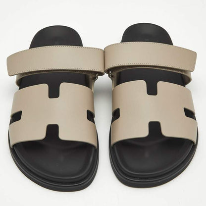 Hermès Grey Leather Chypre Sandals 42.5