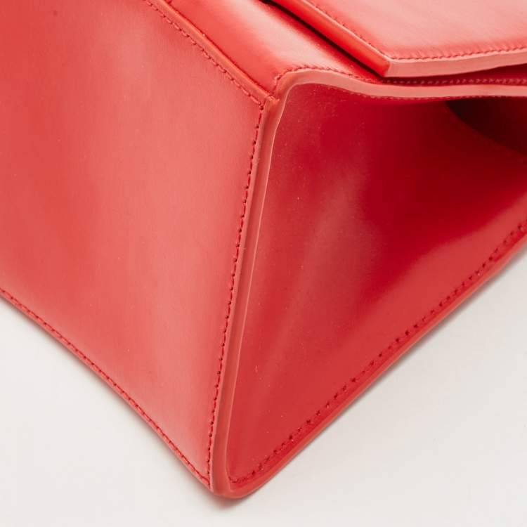 Balenciaga Red Leather Small Hourglass Top Handle Bag