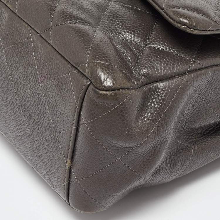 Chanel Grey Maxi Double Flap Bag – Classic Quilted XL