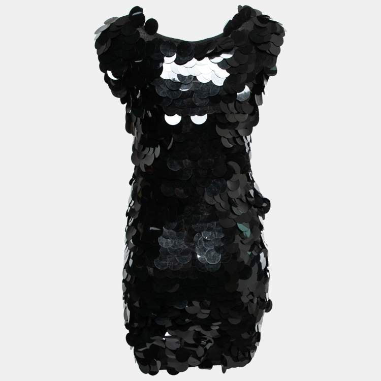 D&G Black Oversized Sequin Embellished Wool Sleeveless Dress – Size S