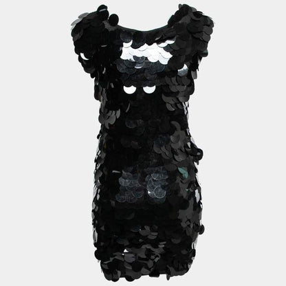 D&G Black Oversized Sequin Embellished Wool Sleeveless Dress – Size S