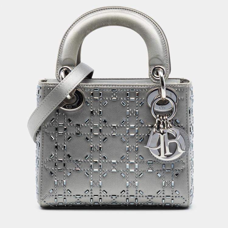 Mini Satin Cannage Strass Crystal Embellished Lady Dior