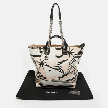 Chanel La Pausa Bay Multicolor Canvas Tote with Leather & Chain Handles