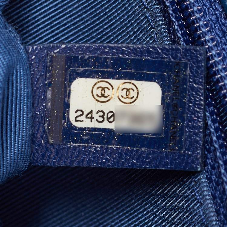 Chanel Medium Boy Bag in Blue Quilted Caviar Leather with Gold Hardware