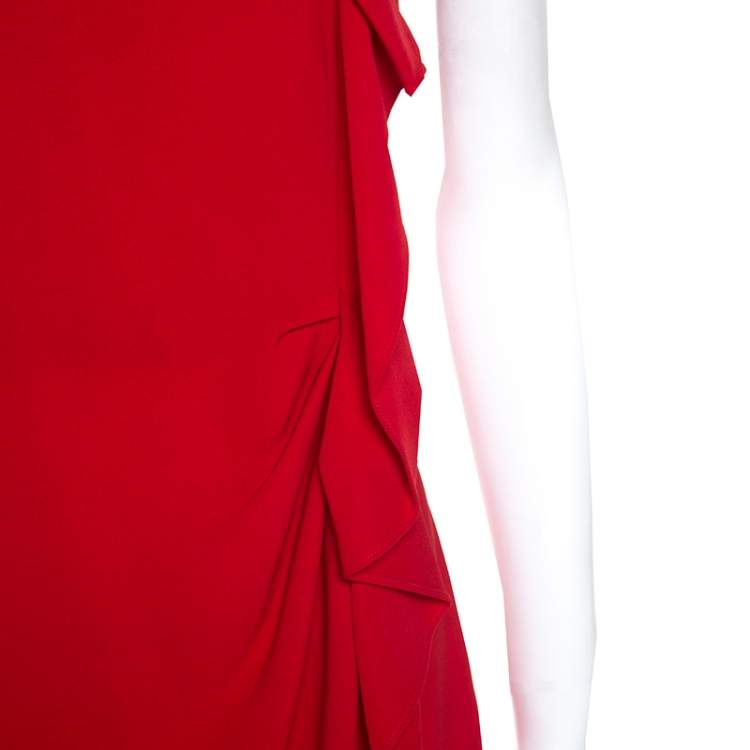 CH Carolina Herrera Red Crepe Ruffle Maxi Dress – Size S