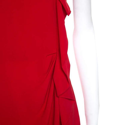 CH Carolina Herrera Red Crepe Ruffle Maxi Dress – Size S