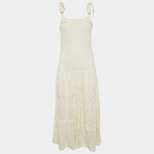 Zimmermann Cream Anneke Patchwork Knit Midi Dress S