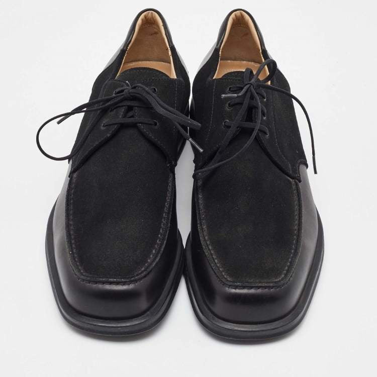 Salvatore Ferragamo Men’s Black Suede & Leather Derby Shoes - Size 41.5 - Brand New