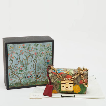 Gucci Multicolor GG Supreme Canvas Tian Print Small Padlock Shoulder Bag