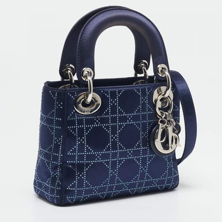 Dior Mini Lady Dior Tote – Navy Blue Crystal Satin