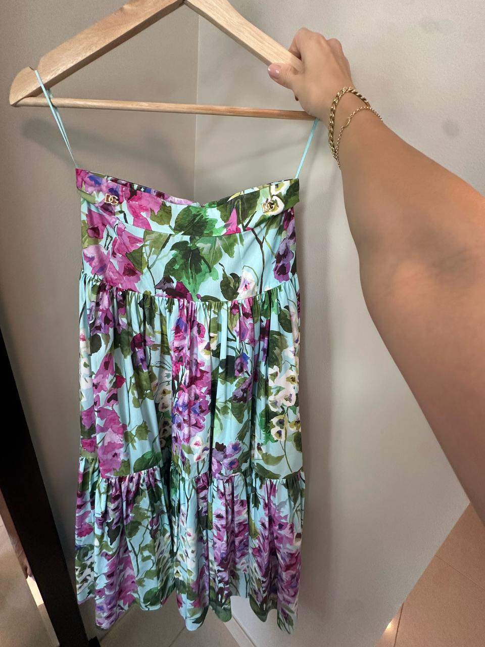 Dolce & Gabbana Wisteria Floral 2-Piece Set – Bustier Top & Skirt - Brand New