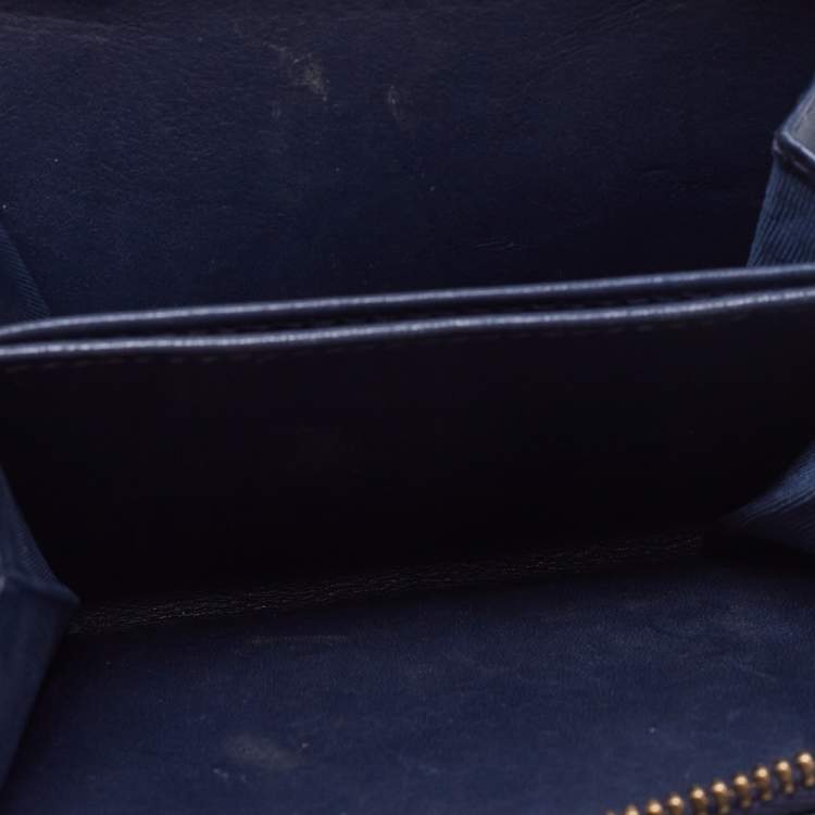 Dior Navy Blue Leather D Fence Zip Wallet