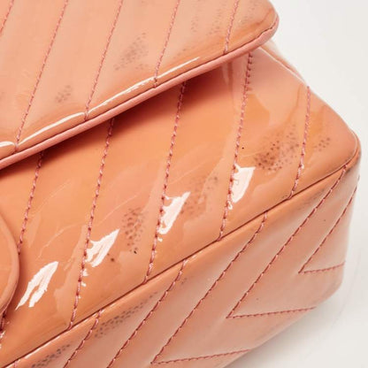Chanel Pink Chevron Patent Leather Jumbo Flap Bag