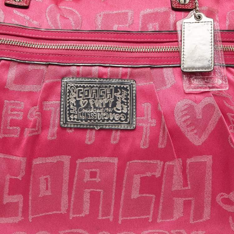 Coach Pink Canvas & Patent Leather Poppy Glam Tote